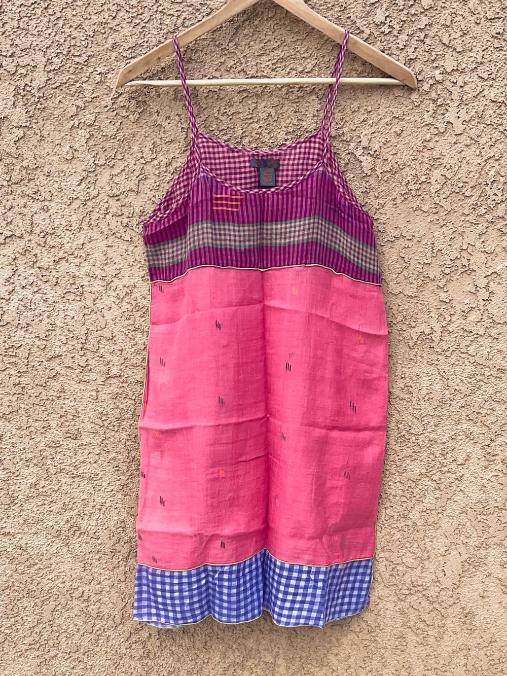 Vintage Paul Ropp Boho Dress Small Pink Cotton Summer Cottage Sundress